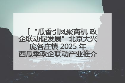 “瓜香引凤聚商机 政企联动促发展”北京大兴庞各庄镇 2025 年西瓜季政企联动产业推介活动圆满举行