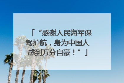 “感谢人民海军保驾护航，身为中国人感到万分自豪！”