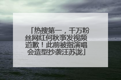 热搜第一，千万粉丝网红何秋亊发视频道歉！此前被指演唱会造型抄袭汪苏泷