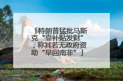 特朗普猛批马斯克“靠补贴发财”，称其若无政府资助“早回南非”