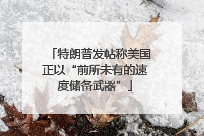 特朗普发帖称美国正以“前所未有的速度储备武器”