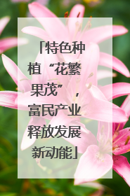 特色种植“花繁果茂”，富民产业释放发展新动能