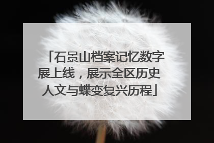 石景山档案记忆数字展上线，展示全区历史人文与蝶变复兴历程