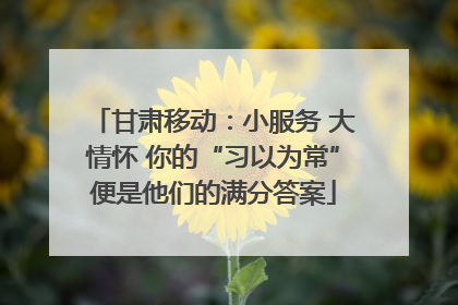 甘肃移动：小服务 大情怀 你的“习以为常”便是他们的满分答案
