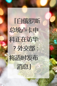 白俄罗斯总统卢卡申科正在访华？外交部：将适时发布消息