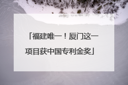 福建唯一！厦门这一项目获中国专利金奖