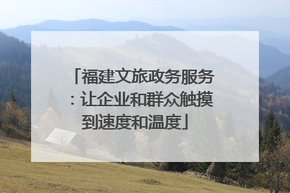 福建文旅政务服务：让企业和群众触摸到速度和温度