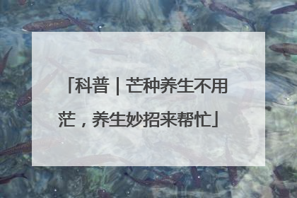 科普｜芒种养生不用茫，养生妙招来帮忙