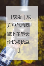 突发｜东方电气官网撤下董事长俞培根信息