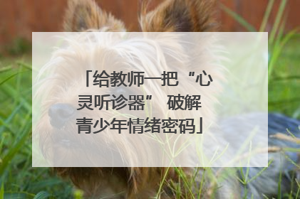 给教师一把“心灵听诊器” 破解青少年情绪密码