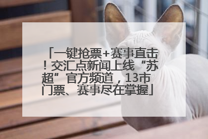 一键抢票+赛事直击！交汇点新闻上线“苏超”官方频道，13市门票、赛事尽在掌握