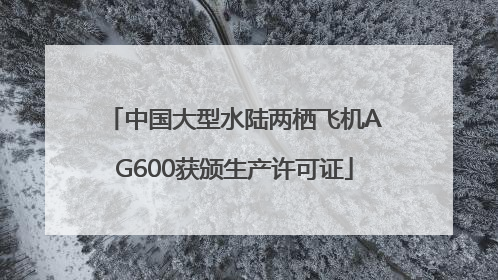 中国大型水陆两栖飞机AG600获颁生产许可证