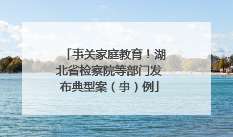 事关家庭教育！湖北省检察院等部门发布典型案（事）例