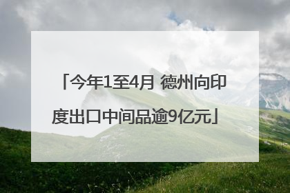 今年1至4月 德州向印度出口中间品逾9亿元