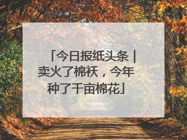 今日报纸头条｜卖火了棉袄，今年种了千亩棉花