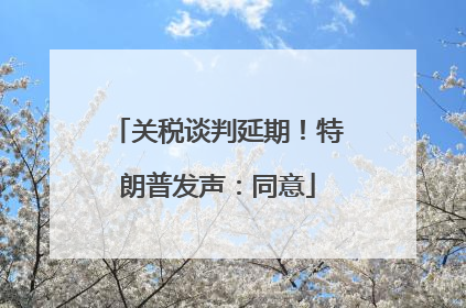 关税谈判延期！特朗普发声：同意