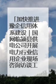 加快推进豫企信用体系建设｜国网临颍县供电公司开展电力行业信用企业现场咨询访谈工作