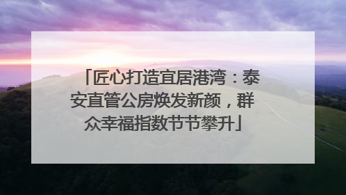 匠心打造宜居港湾：泰安直管公房焕发新颜，群众幸福指数节节攀升