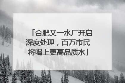 合肥又一水厂开启深度处理，百万市民将喝上更高品质水