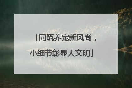 同筑养宠新风尚，小细节彰显大文明