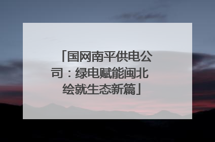 国网南平供电公司：绿电赋能闽北 绘就生态新篇