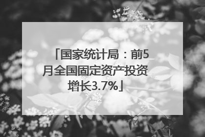 国家统计局：前5月全国固定资产投资增长3.7%