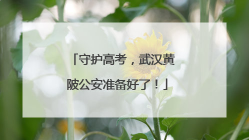 守护高考，武汉黄陂公安准备好了！