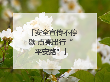 安全宣传不停歇 点亮出行“平安路”