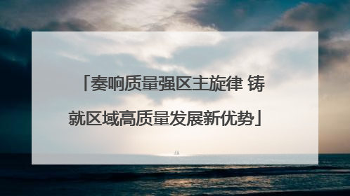 奏响质量强区主旋律 铸就区域高质量发展新优势