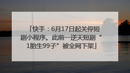 快手：6月17日起关停短剧小程序。此前一逆天短剧“1胎生99子”被全网下架