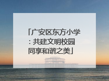 广安区东方小学：共建文明校园 同享和谐之美