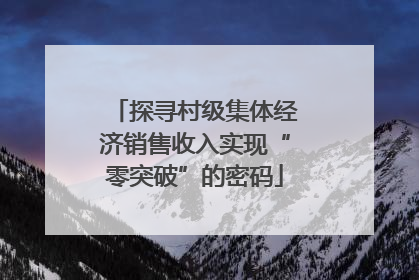 探寻村级集体经济销售收入实现“零突破”的密码