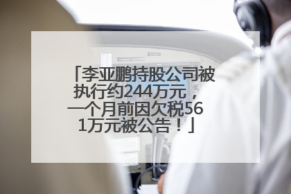 李亚鹏持股公司被执行约244万元，一个月前因欠税561万元被公告！