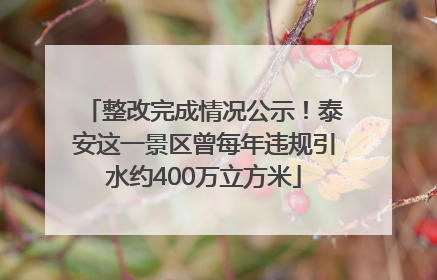 整改完成情况公示！泰安这一景区曾每年违规引水约400万立方米