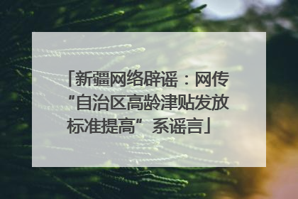 新疆网络辟谣：网传“自治区高龄津贴发放标准提高”系谣言