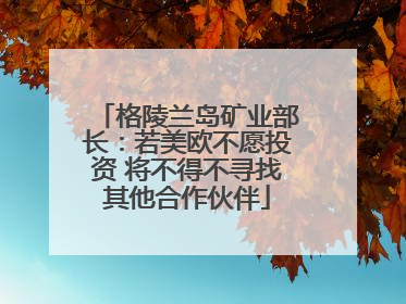 格陵兰岛矿业部长：若美欧不愿投资 将不得不寻找其他合作伙伴