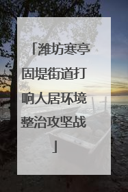 潍坊寒亭固堤街道打响人居环境整治攻坚战