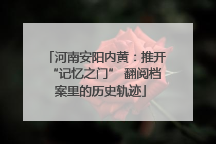 河南安阳内黄：推开“记忆之门” 翻阅档案里的历史轨迹
