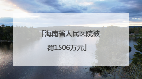 海南省人民医院被罚1506万元