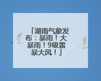 湖南气象发布：暴雨！大暴雨！9级雷暴大风！