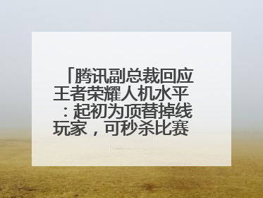 腾讯副总裁回应王者荣耀人机水平：起初为顶替掉线玩家，可秒杀比赛级玩家