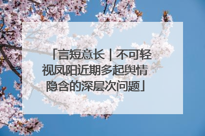 言短意长｜不可轻视凤阳近期多起舆情隐含的深层次问题