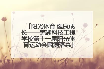 阳光体育 健康成长——芜湖科技工程学校第十一届阳光体育运动会圆满落幕