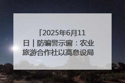 2025年6月11日｜防骗警示窗：农业旅游合作社以高息设局，集资380万