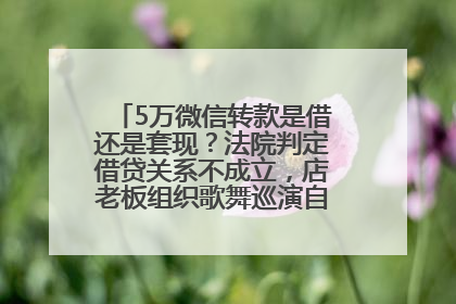 5万微信转款是借还是套现？法院判定借贷关系不成立，店老板组织歌舞巡演自我“恢复名誉”