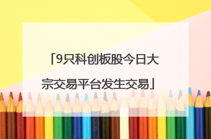 9只科创板股今日大宗交易平台发生交易